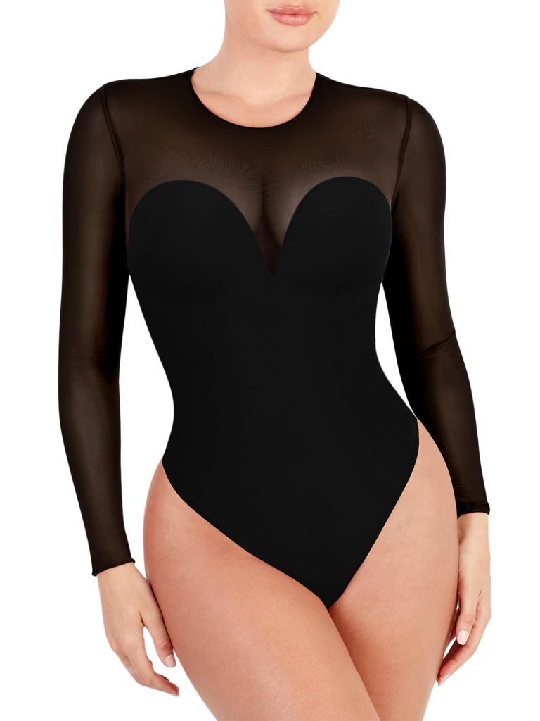 Bodysuit (black, long sleeve, mesh) (SG-1139)