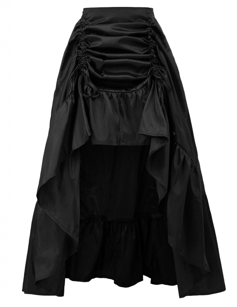 Hi-Lo Bustle Skirt (black, goth) (SG-1342)
