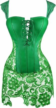 08.16.01_Dress (green, bustier with attached lace skirt)
