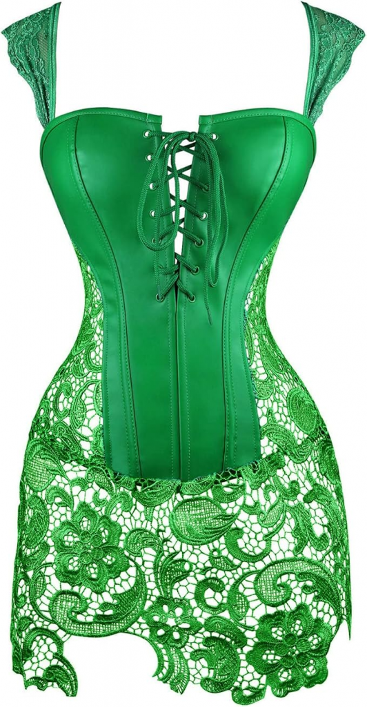 Dress (green, bustier with attached lace skirt) (SG-1447)