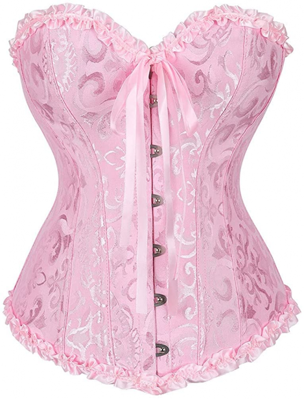 Corset (pink, jacquard, strapless) (SG-1158)